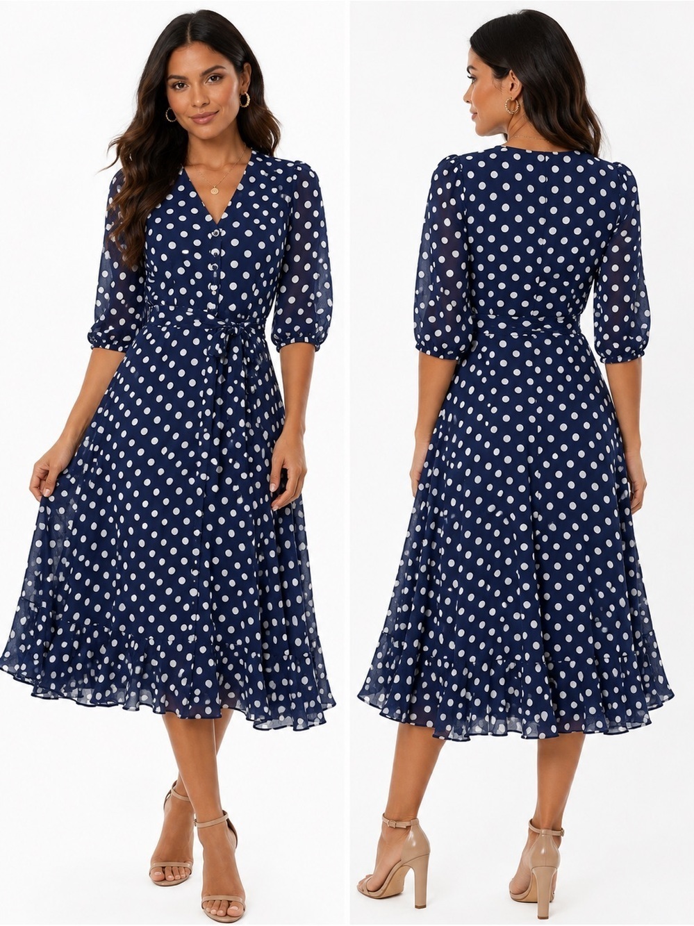 Sam Edelman Polka Dot Faux Wrap Dress Size 4